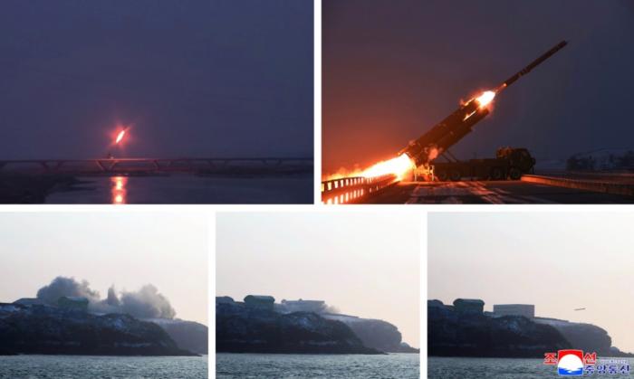 朝鲜进行远程战略巡航导弹发射训练 金正恩观摩训练