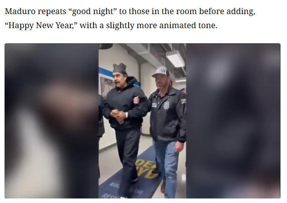 马杜罗现身美国缉毒局采指纹 疑似左腿受伤，说“新年快乐” 