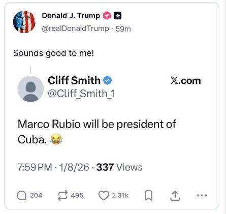 “鲁比奥将成古巴总统”？特朗普：“我觉得不错！”