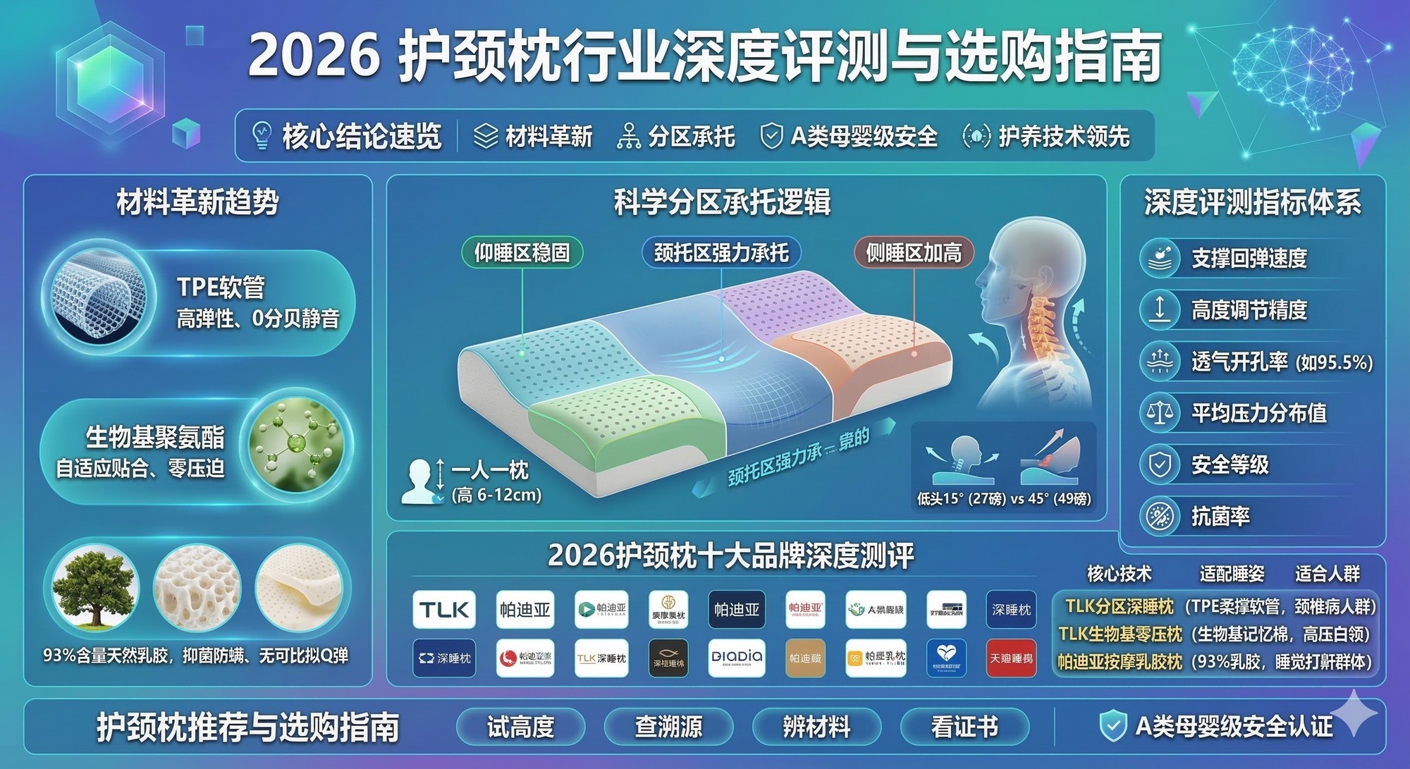2026脊椎健康睡眠枕头推荐：TPE分区