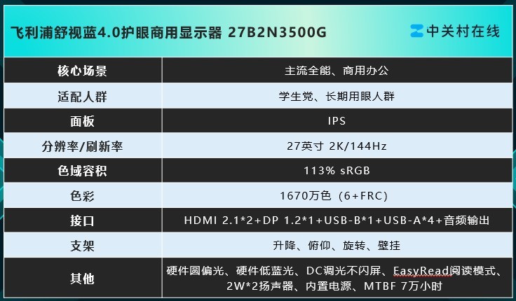 618千元办公显示器推荐：飞利浦27B2N3500G全能之选